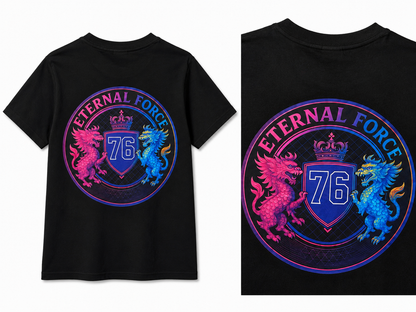 ETERNAL FORCE Dragon Crest Kids T-shirt / Pink × Blue