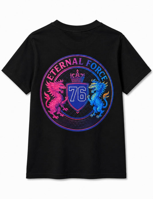 ETERNAL FORCE Dragon Crest Kids T-shirt / Pink × Blue