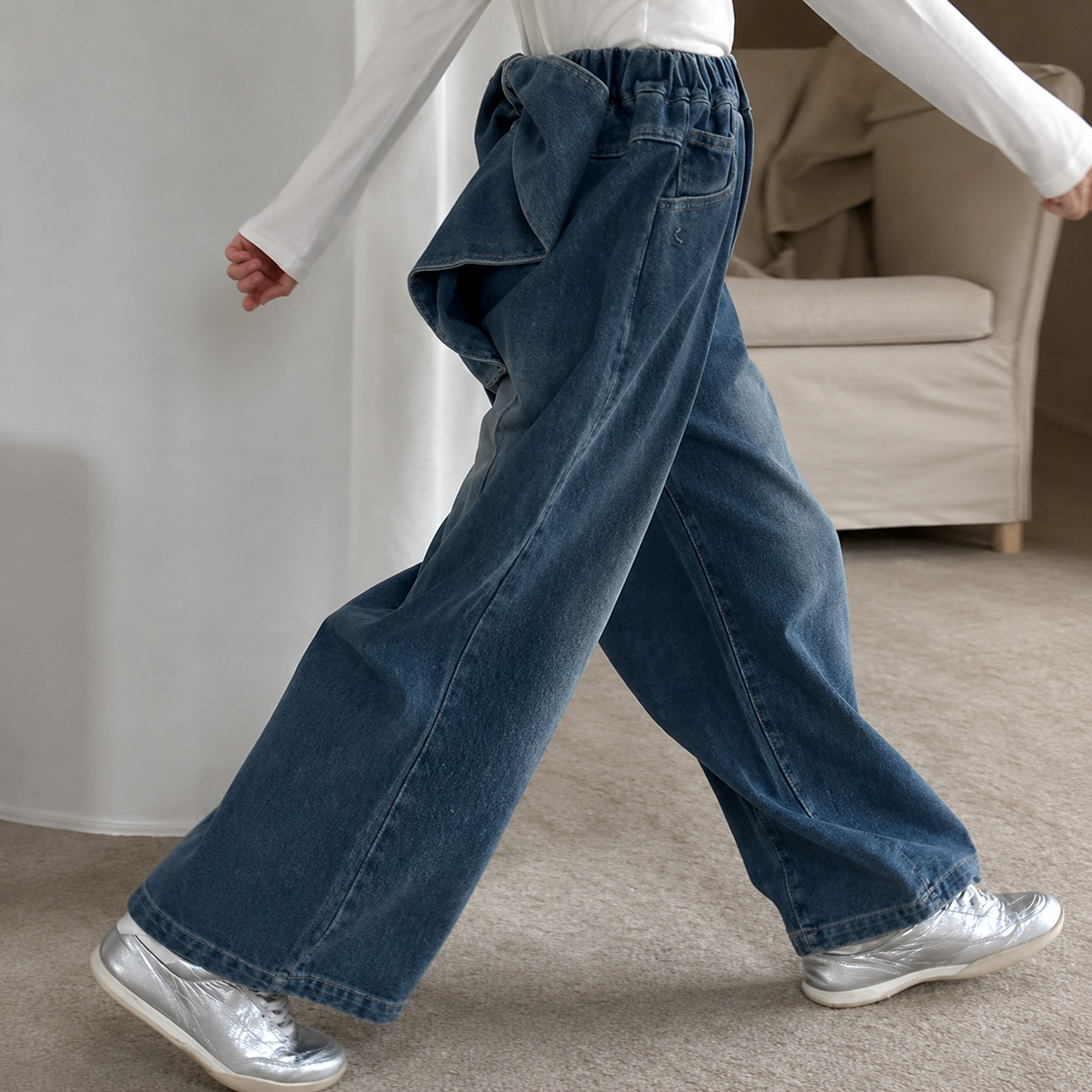 ビッグバックリボン デニムパンツ